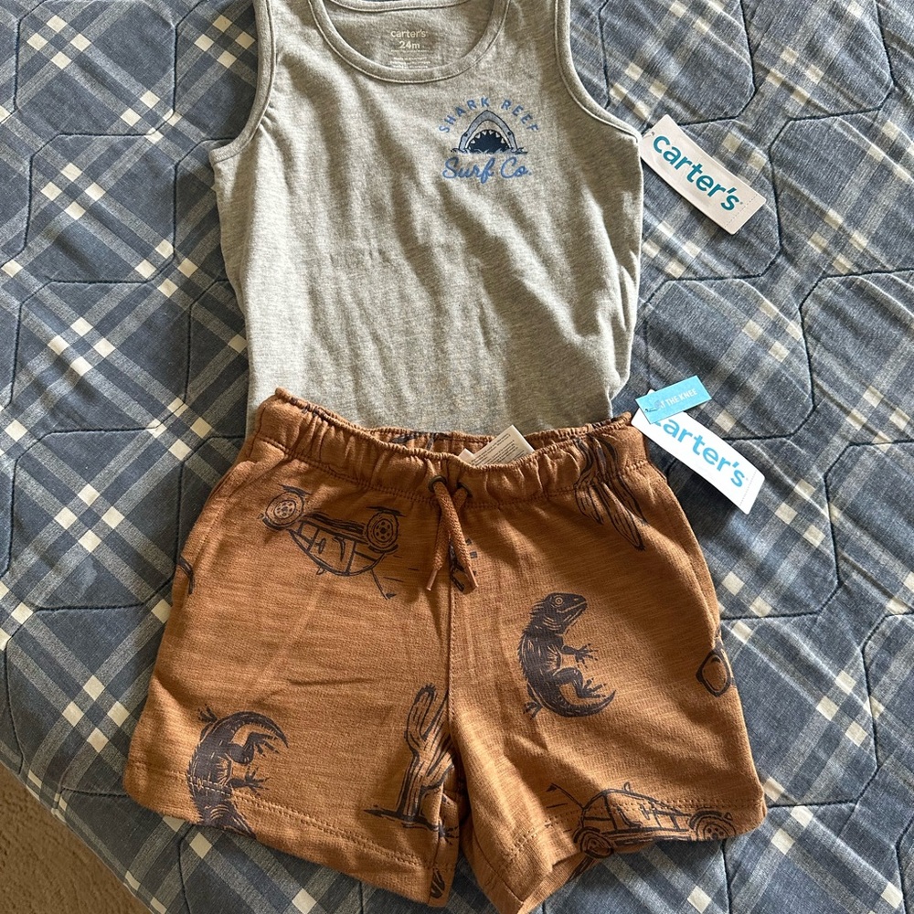 Carter's Gray and Brown Shark Reef Tank Top